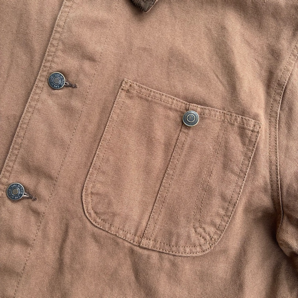 Line of Trade Carpenter Chore Coat Men's Large Ranch Tan Canvas Corduroy Collar - Picture 6 of 7